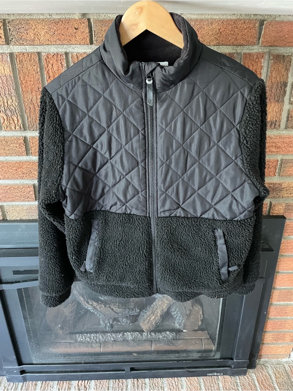 Liv Outdoor Quilted & Sherpa Black Zip-Up Jacket